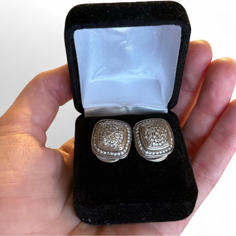 David Yurman Albion Diamond Clip Earrings in Sterling Silver.